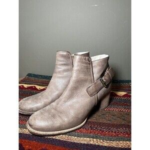 Aquatalia Vero Cuoio Womens Leather Zip Buckle Ankle Boot Heel Sz 7 Casual